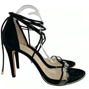 Kenneth Cole berry heels 11 black suede vinyl party formal holiday new years